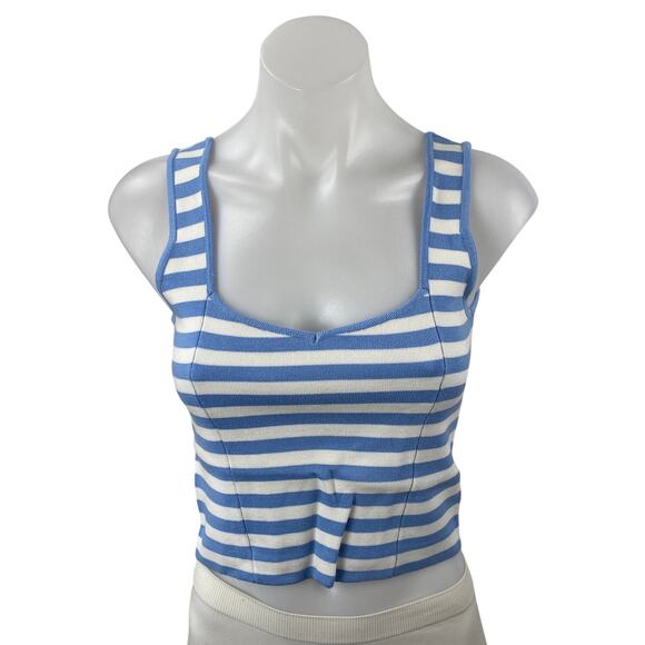 Abercrombie & Fitch Tops - Abercrombie & Fitch Blue White Striped Sleeveless Cami Tank Crop Top Size S